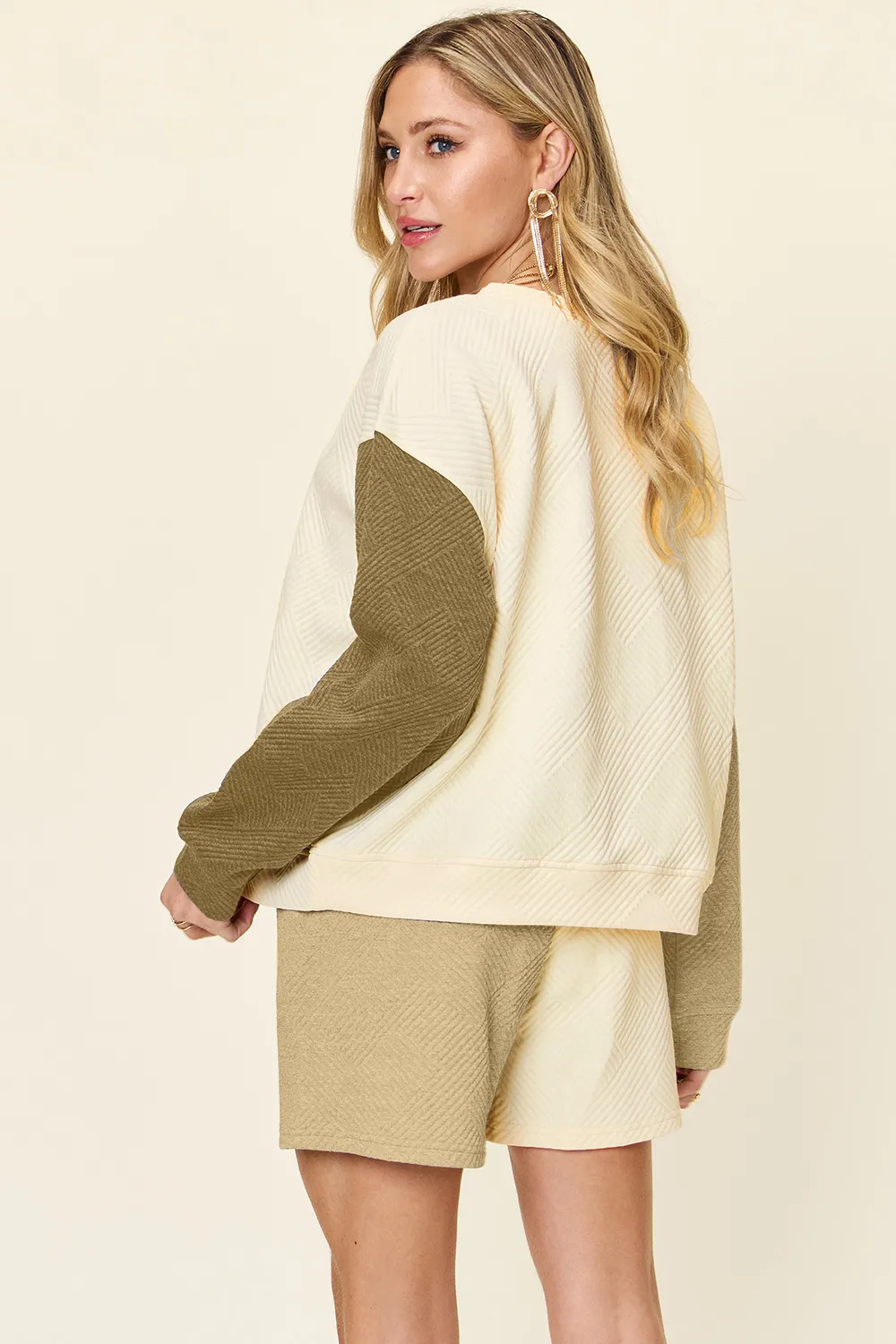 Full Size Contrast Drop Shoulder Top and Shorts Set, image 26