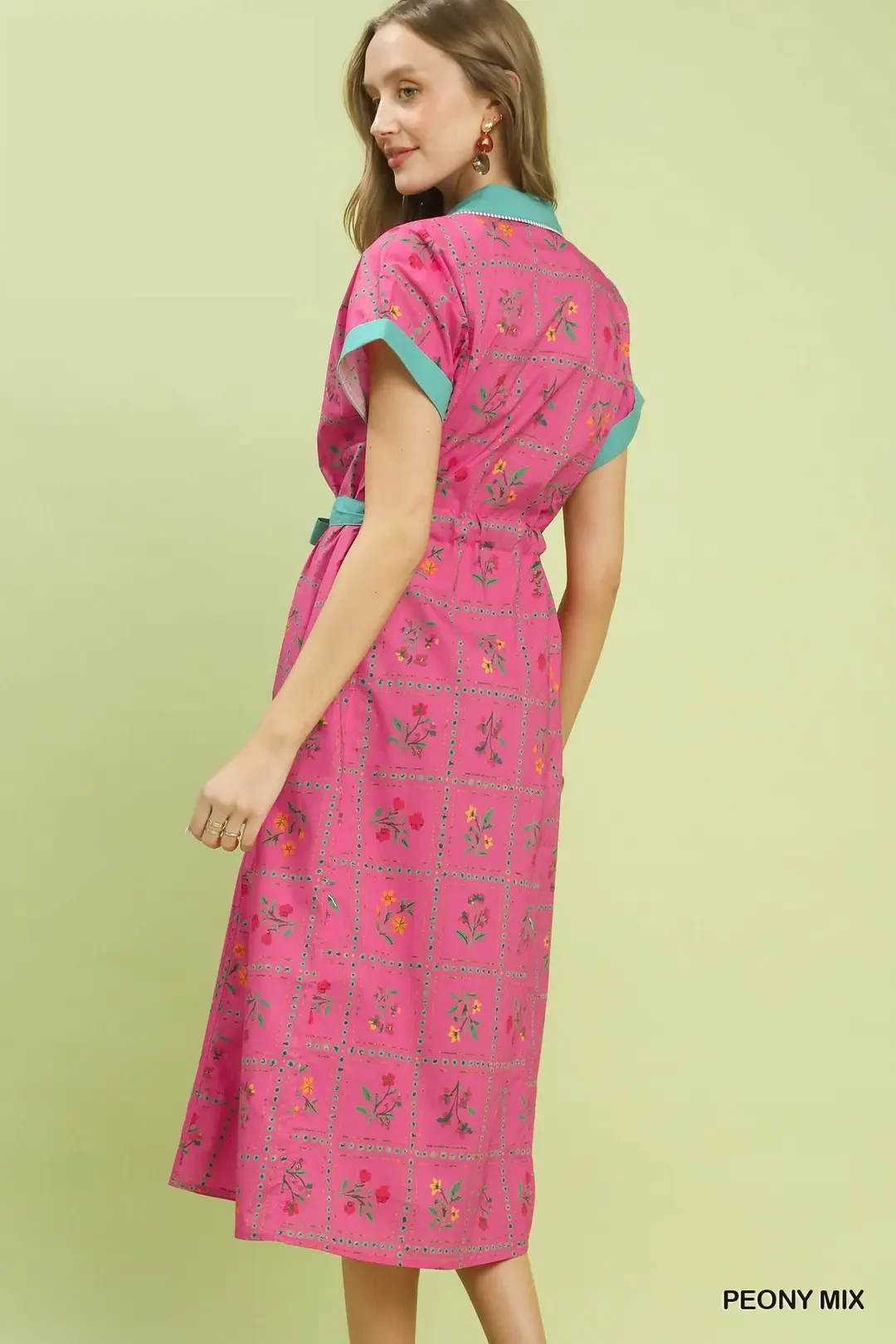 Mix Floral Button-Front Midi Dress, image 4