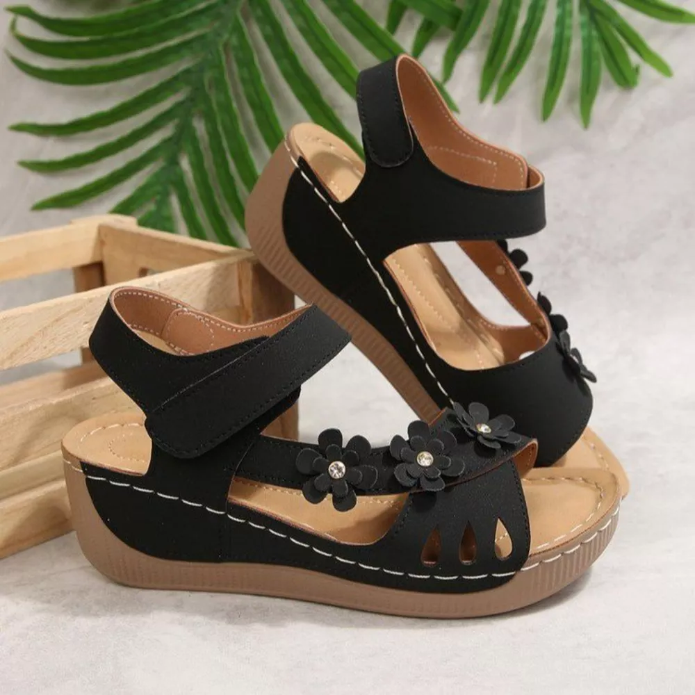 Floral Embellished Wedge Sandals, image 7