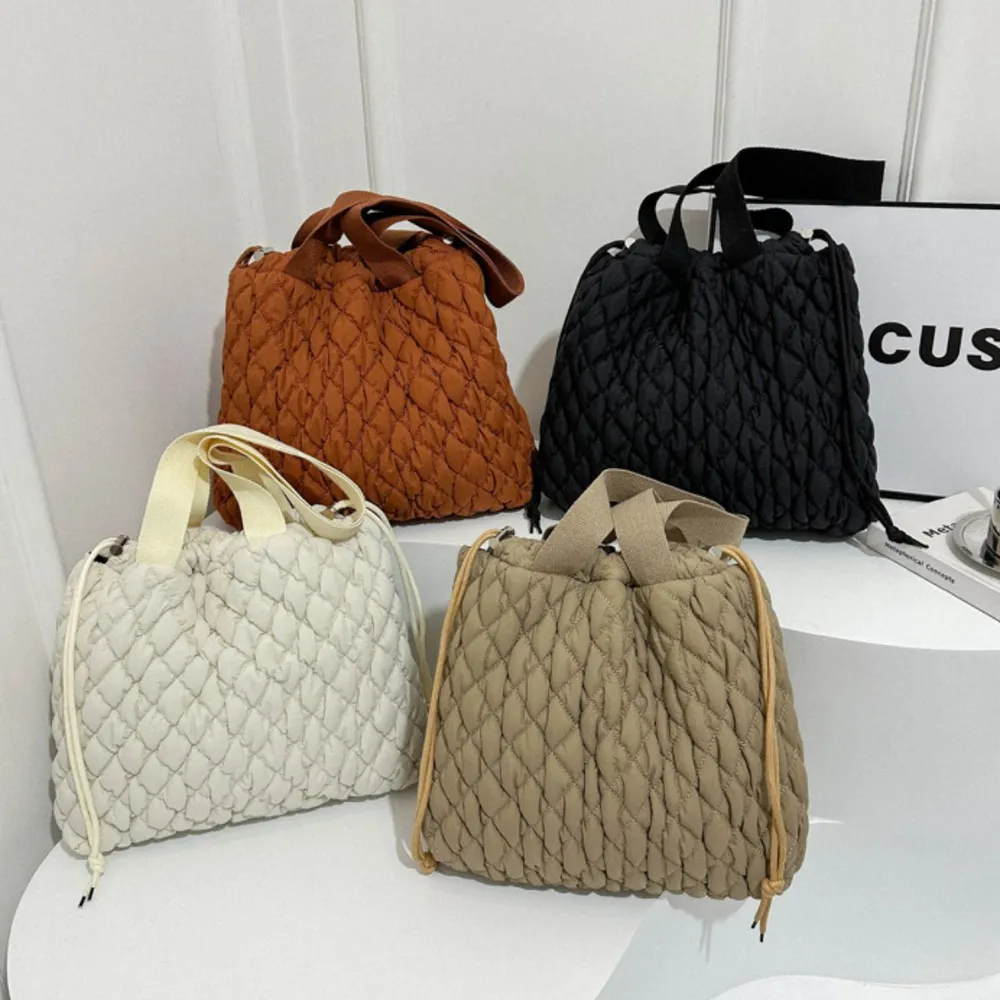 Drawstring Bubble Texture Tote Bag, image 25