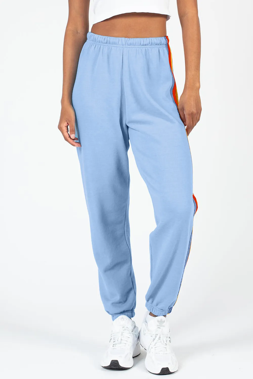 Contrast Striped Elastic Waist Active Pants, image 5