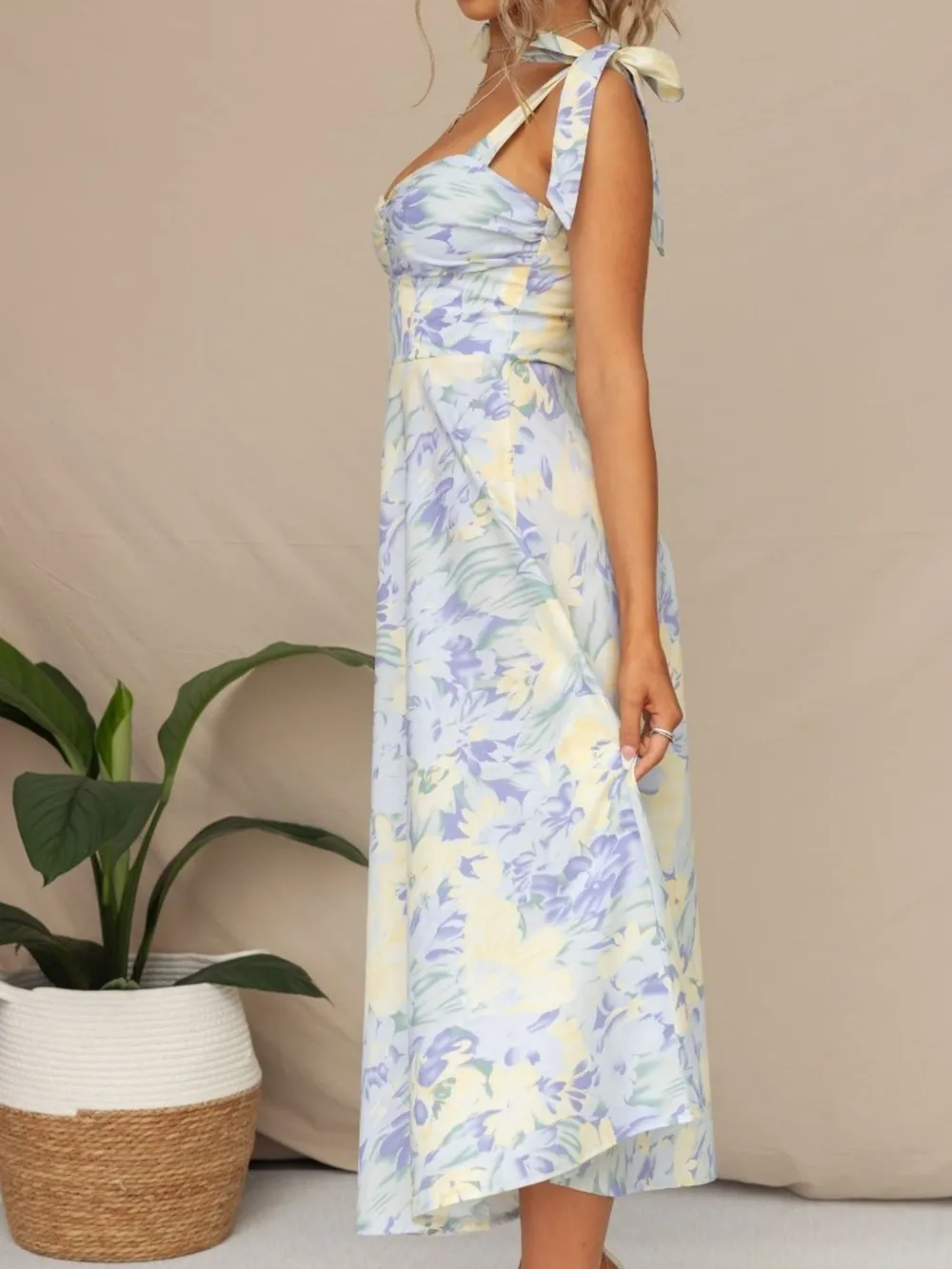Tie-Shoulder Sweetheart Neck Summer Dress, image 8