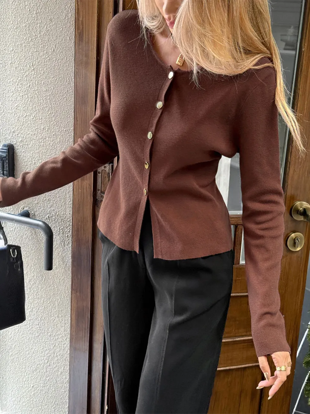 Button-Up Long Sleeve Knit Cardigan, image 18