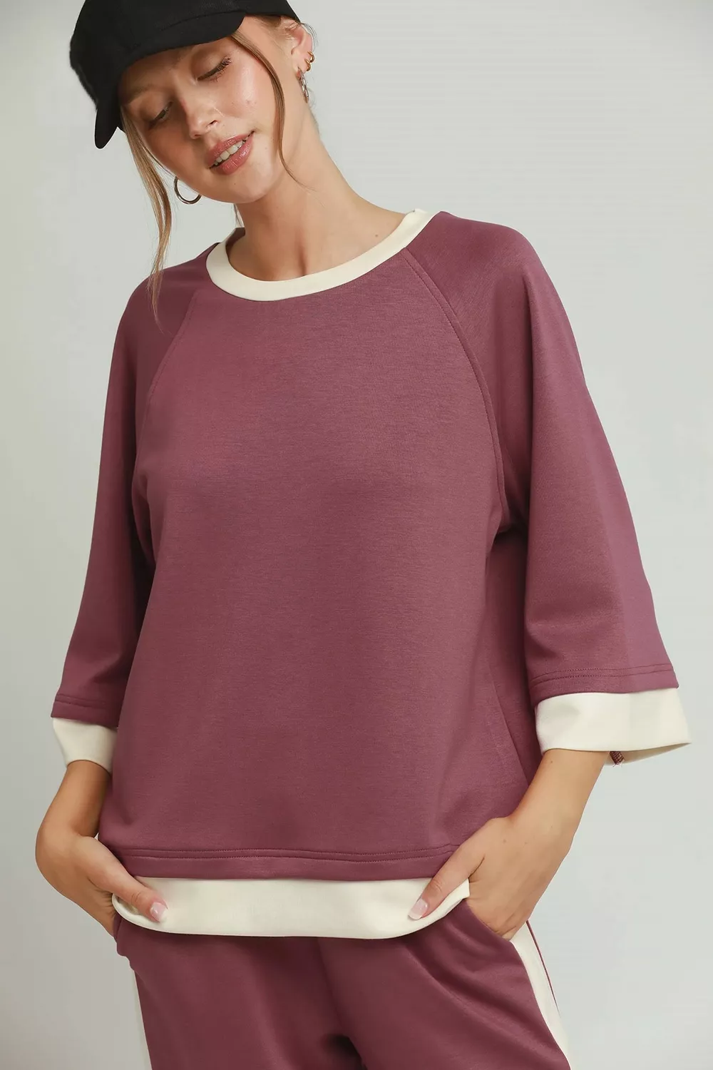 Colorblock Crewneck Raglan Sleeve Top