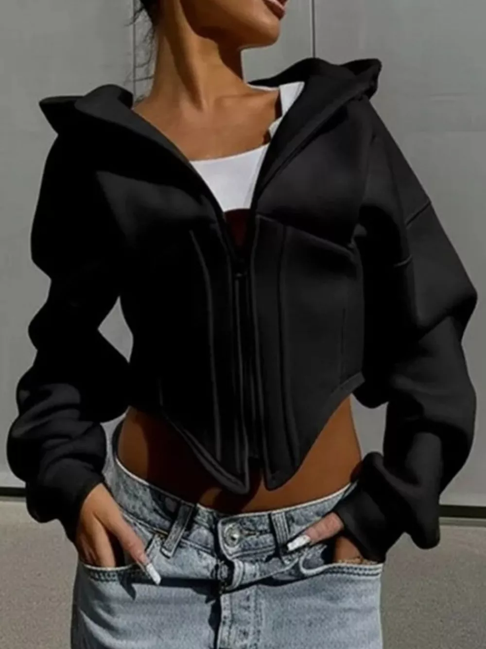Zip-Up Cropped Hoodie, image 9