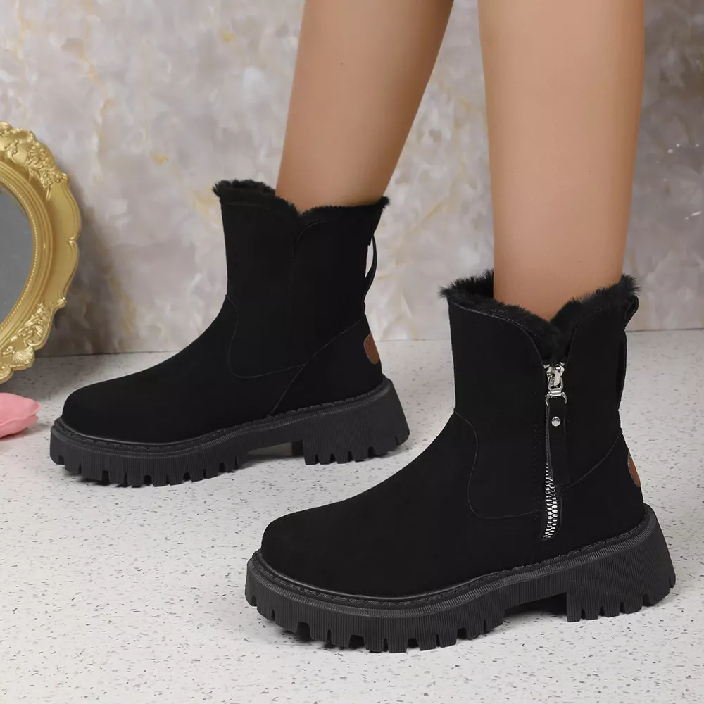 Fuzzy Lined Ankle Boots with Zipper, image 5