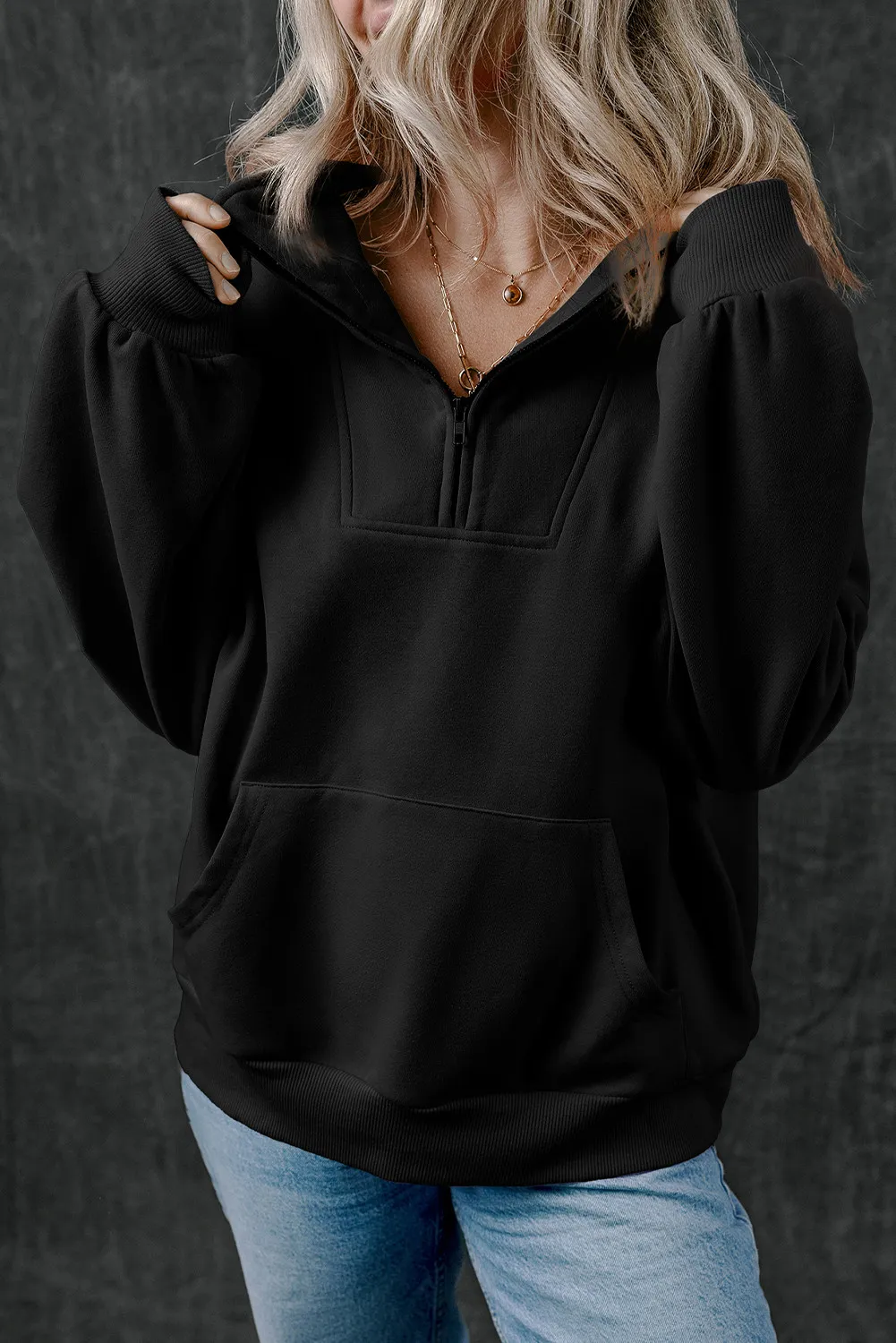 Half Zip Long Sleeve Sweatshirt, image 15