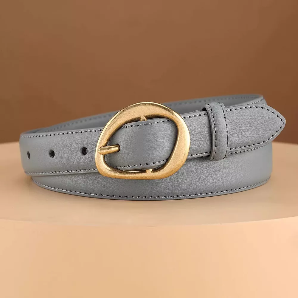 Golden Buckle Leather Belt, image 3