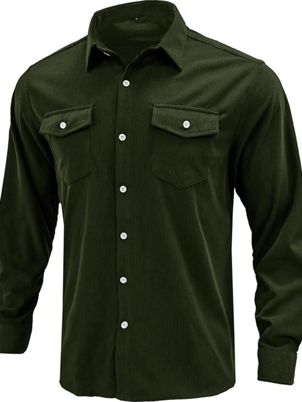 Men's Casual Corduroy Button Down Shacket, image 3