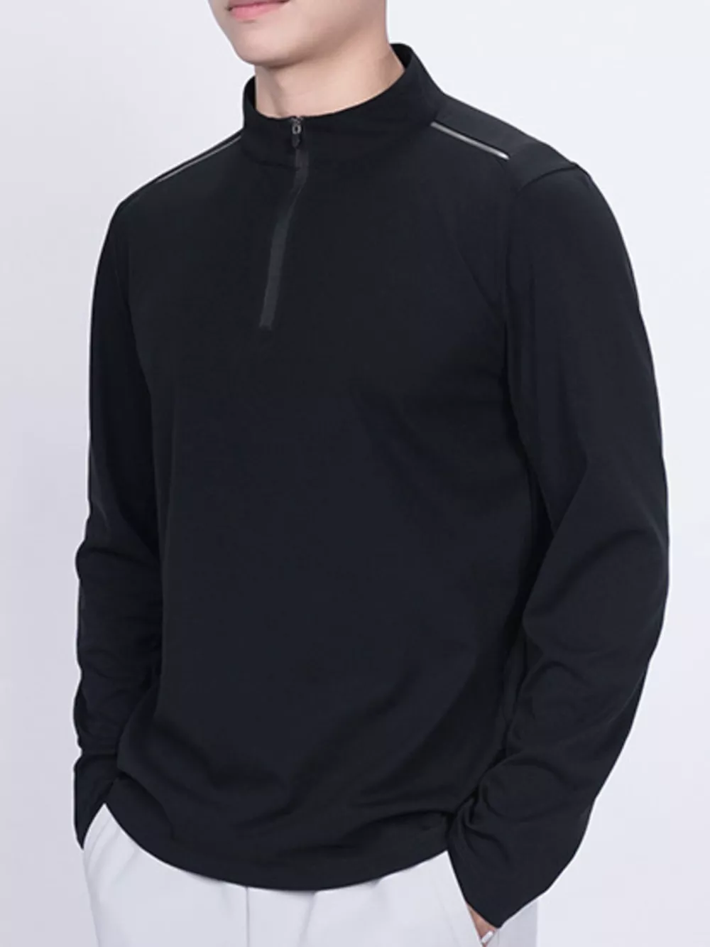Men's Plus Size Long Sleeve Quarter T-Shirt