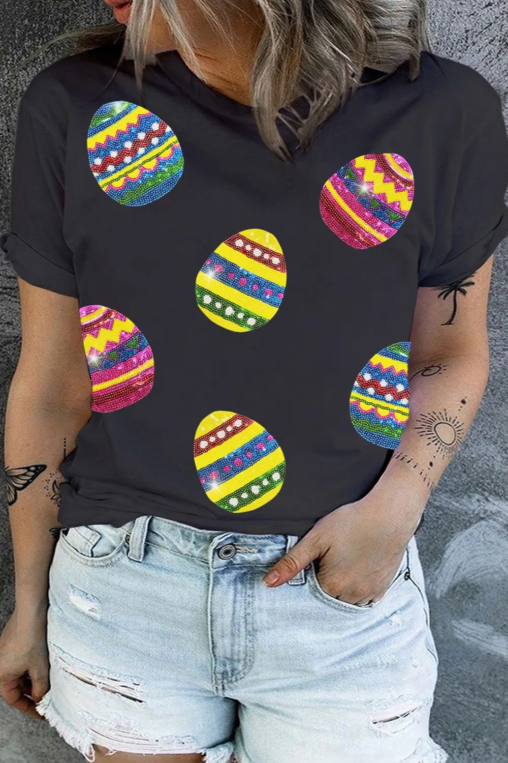 Plus Size Easter Round Neck Short Sleeve T-Shirt, image 3