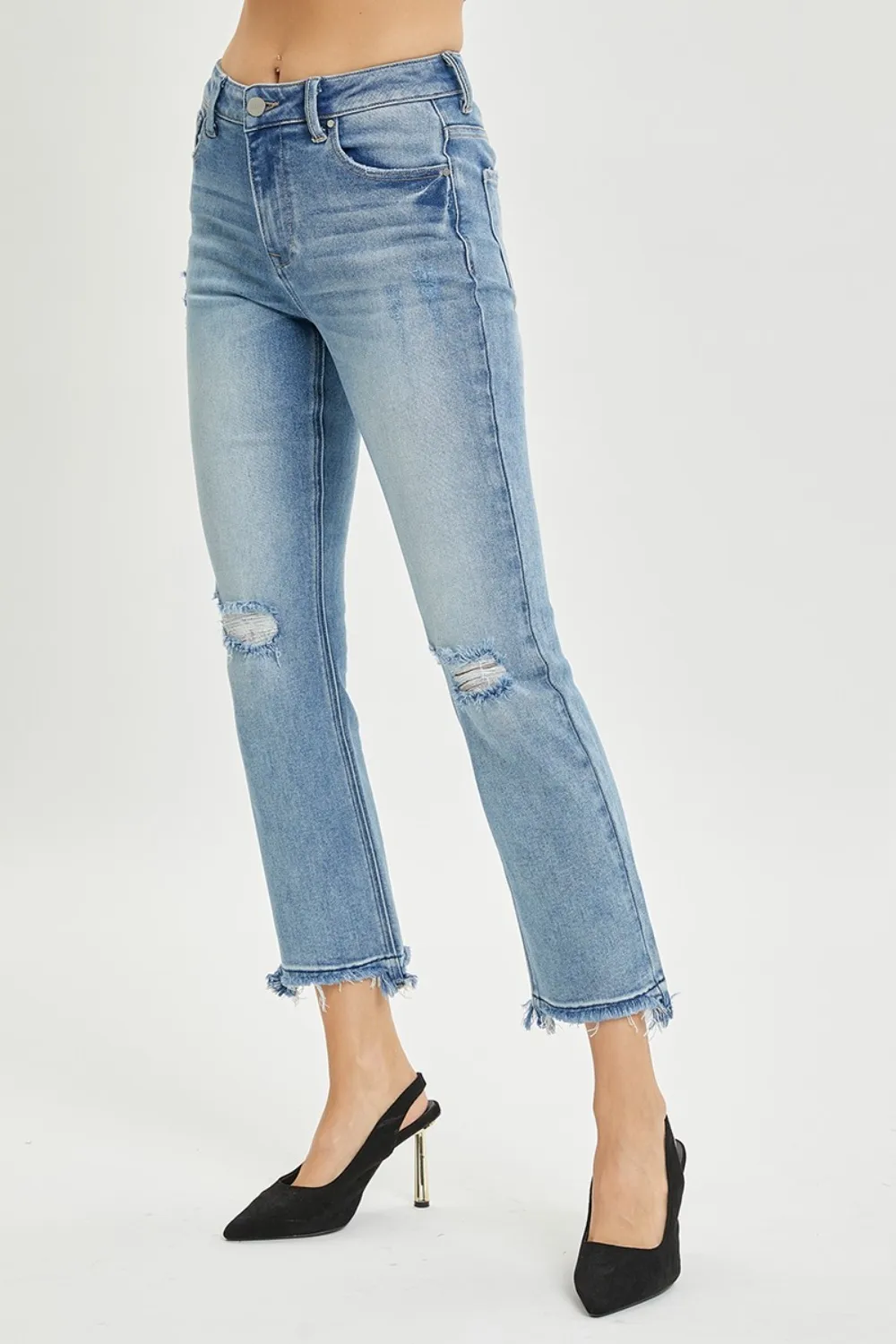 Full Size High Rise Distressed Cropped Straight Jeans, image 4