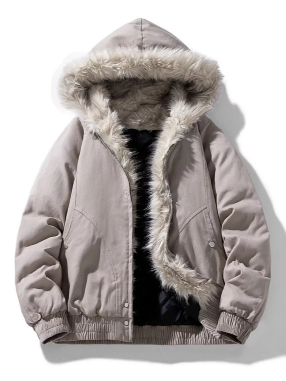 Men's Plus Size Zip Up Hooded Winter Coat, image 2