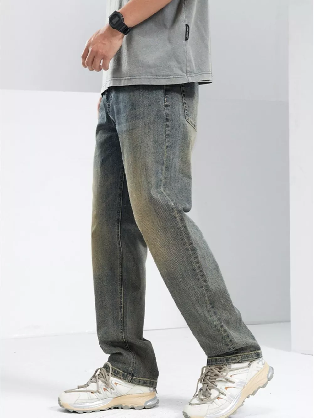 Men's Washed Loose Fit Jeans, image 3
