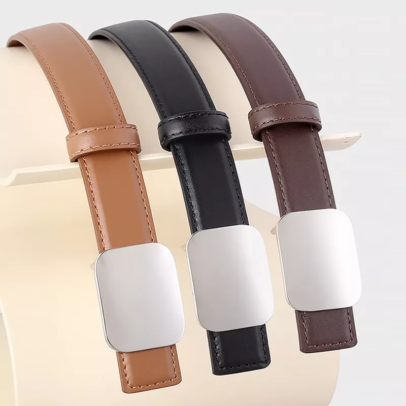 Square Buckle Leather Belt, image 3