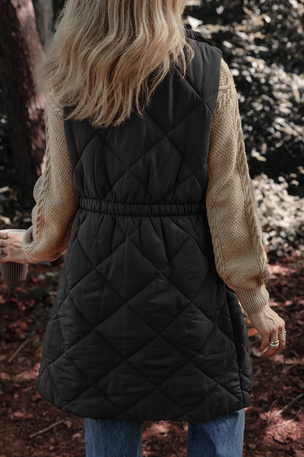 Pocketed Zipper and Button Vest Coat, image 8