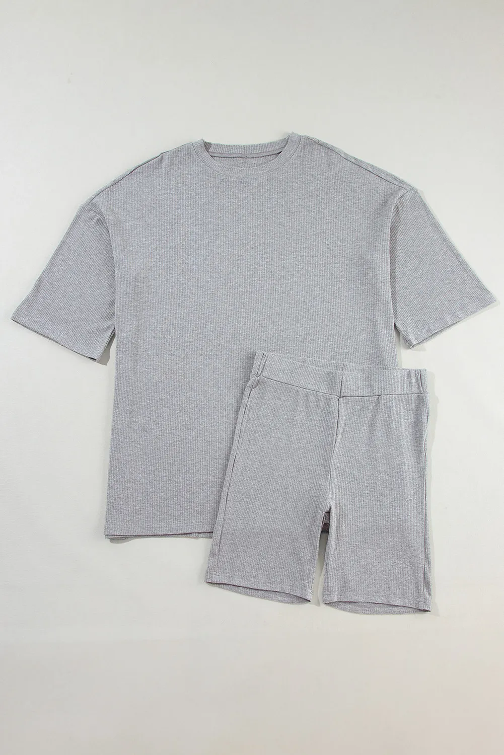 Slit Round Neck Top and Shorts Set, image 4
