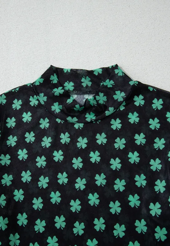 Lucky Clover Mock Neck Long Sleeve Bodysuit, image 6
