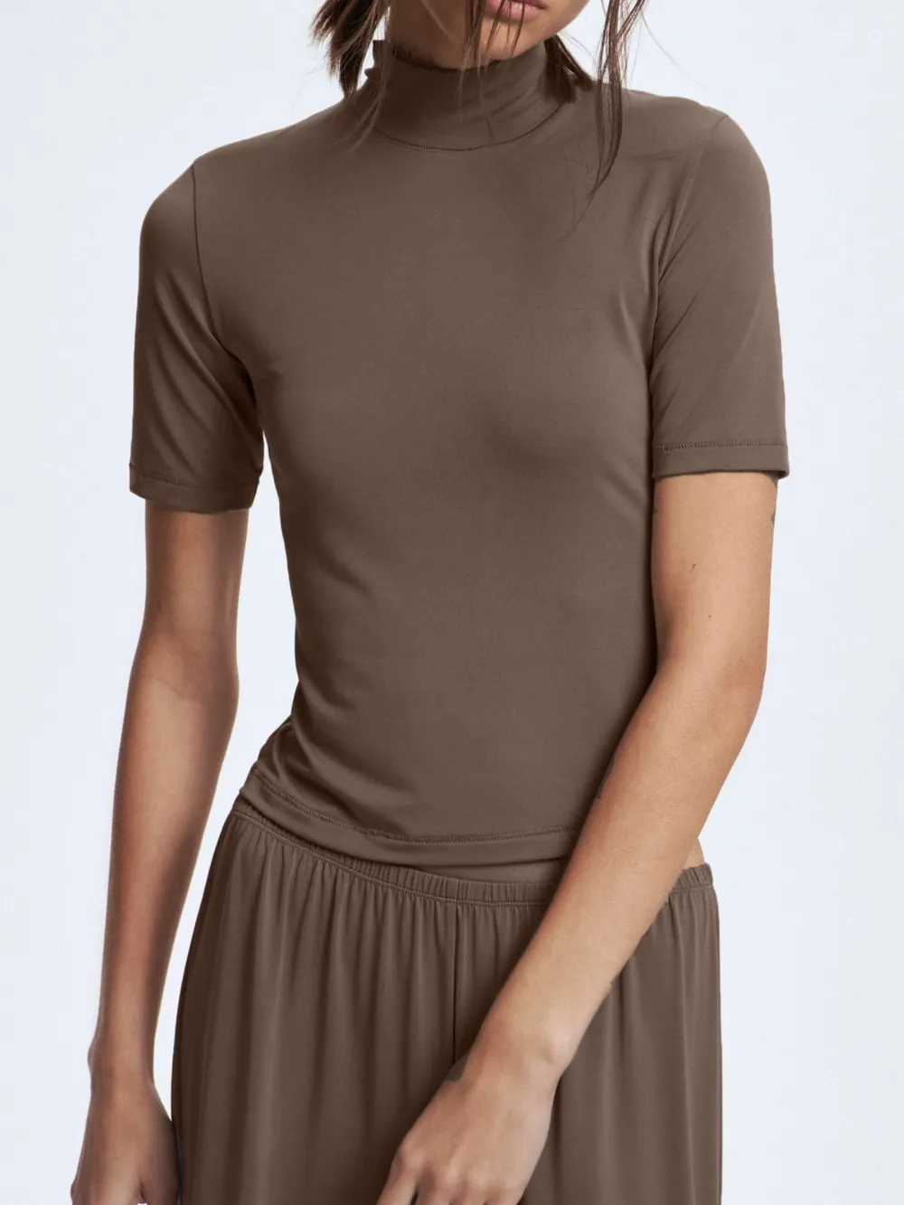 Mock Neck Short Sleeve Top and Pants Set, image 10