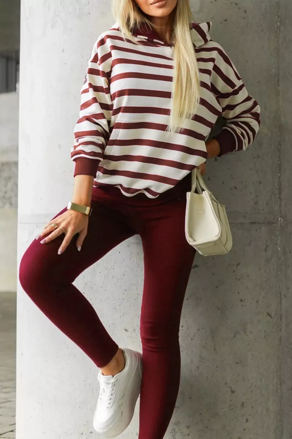 Striped Long Sleeve Hoodie & Leggings Set