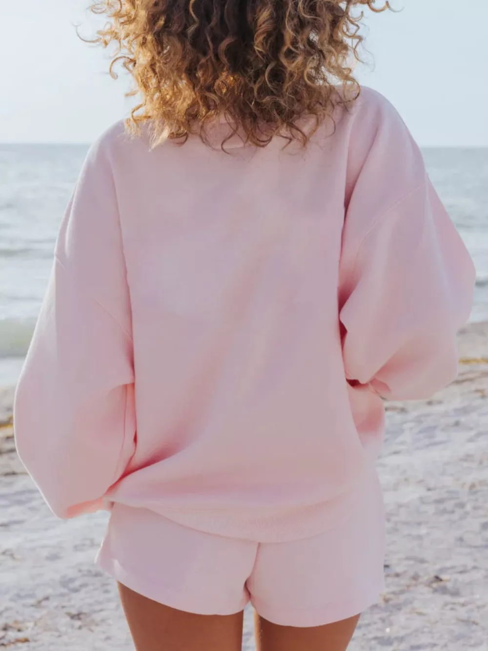 Relaxed Fit Round Neck Sweatshirt and Shorts Set, image 12