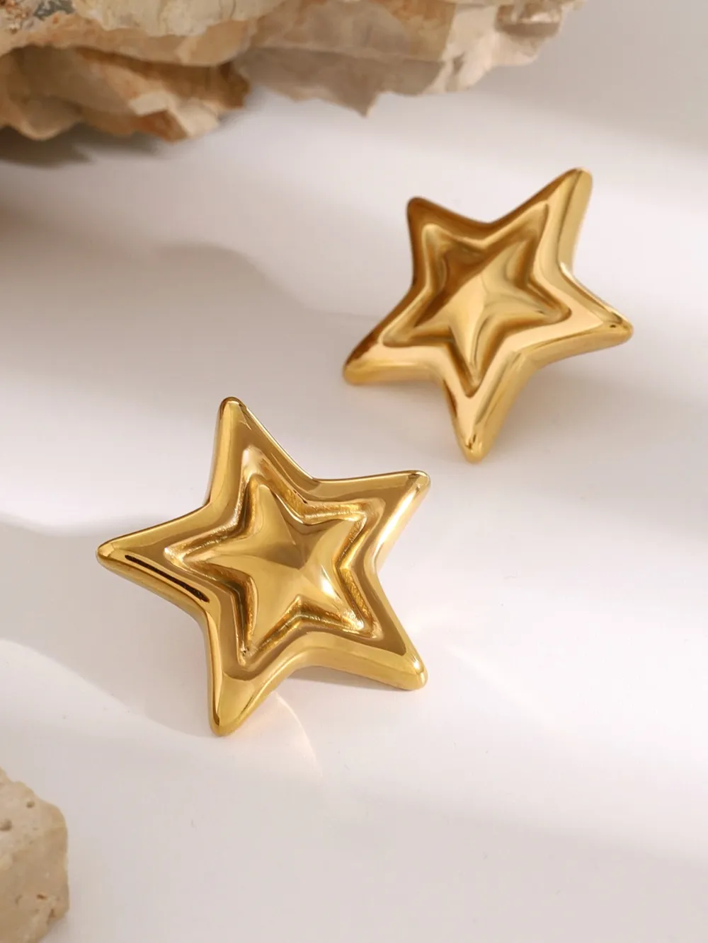 Stainless Steel Star Stud Earrings, image 3