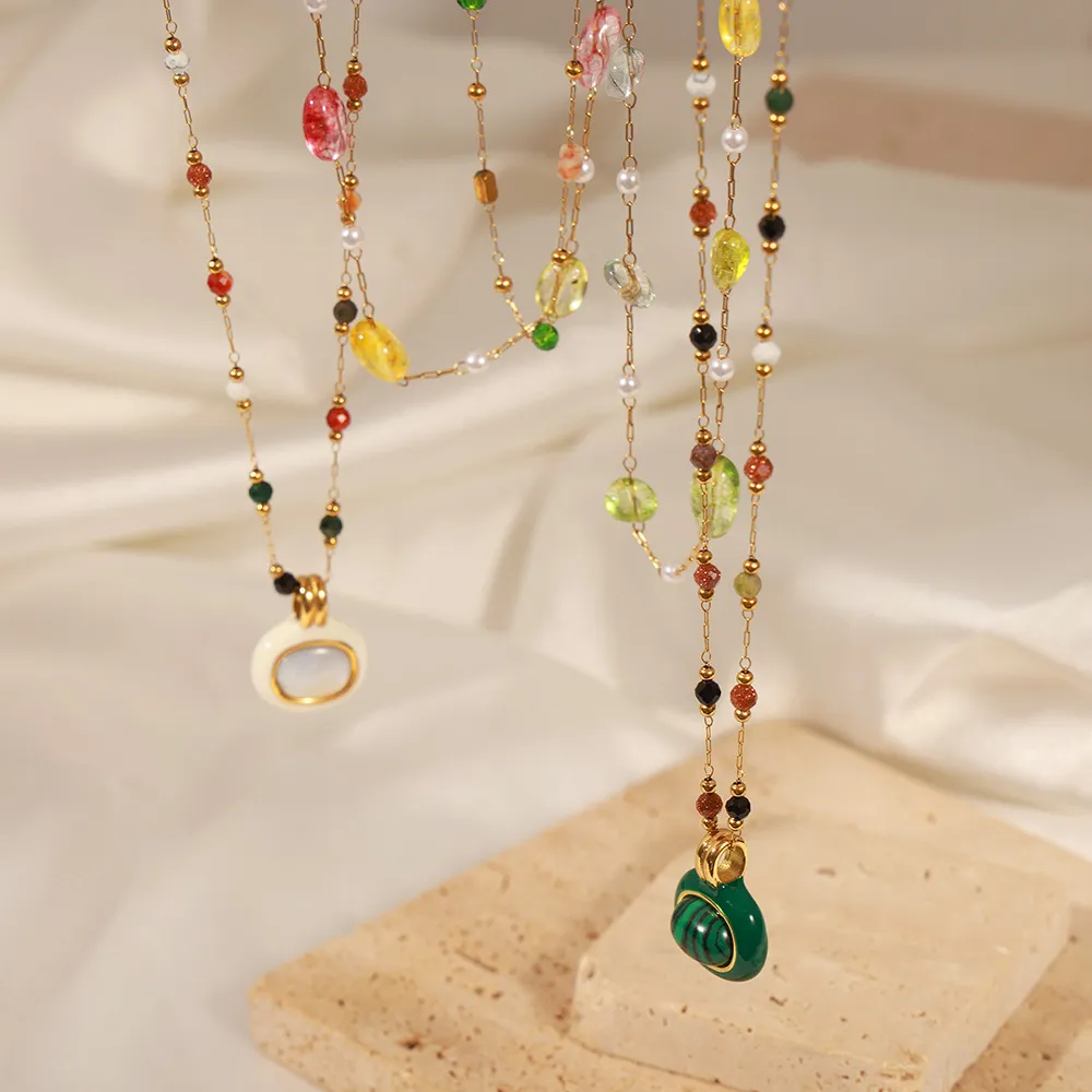 Titanium Steel Gold-plated Bead Necklace, image 9