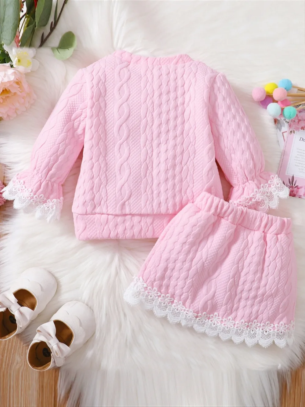 Children's Lace Detail Top and Skirt Set, image 5