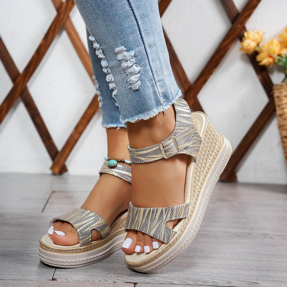 Open Toe Wedge Sandals, image 4