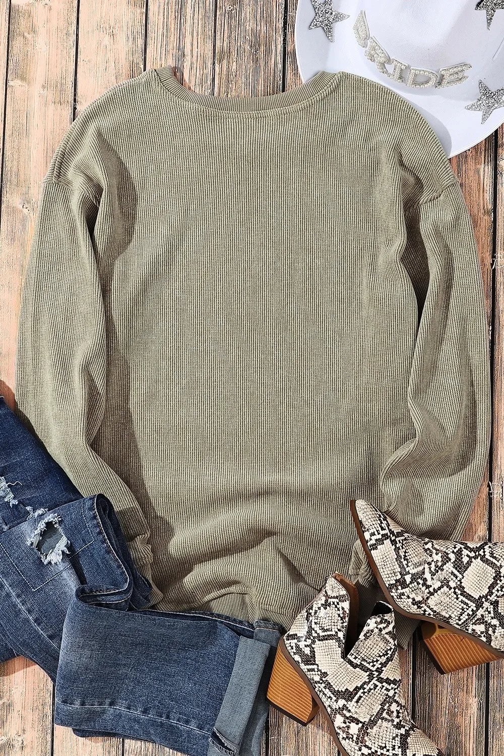 LUCKY Round Neck Dropped Shoulder Sweatshirt, image 3