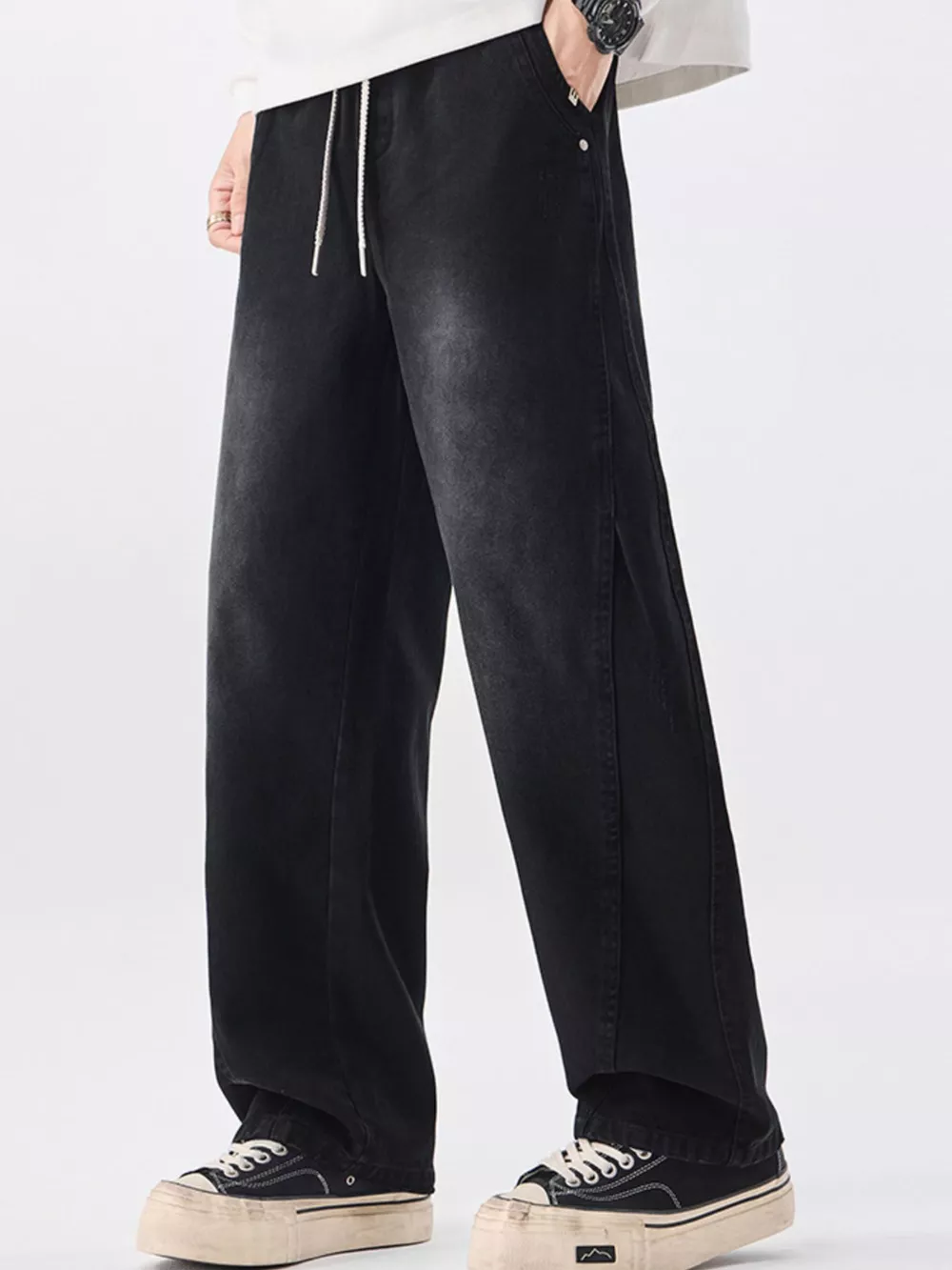 Men's Plus Size Vintage Wash Wide Leg Pants