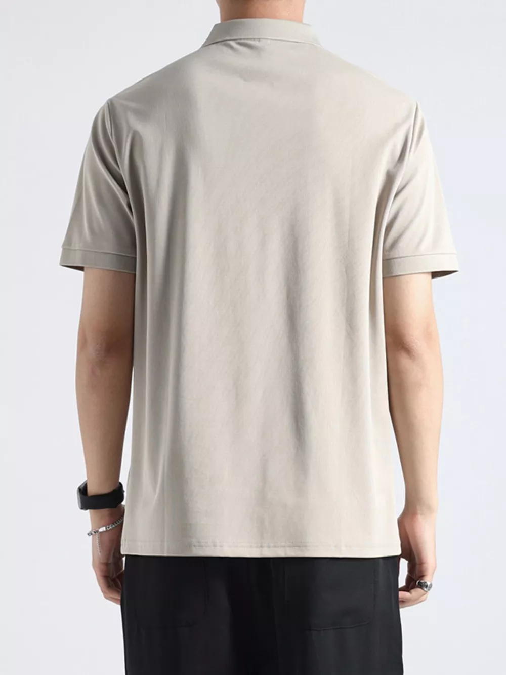 Men's Plus Size Button Detail Casual Textured Polo, image 3