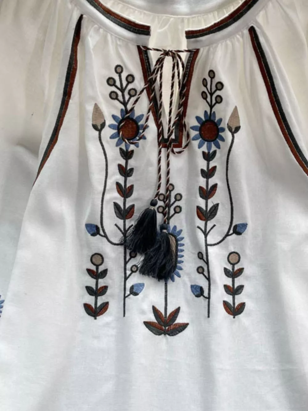 Embroidered Tie Neck Blouse, image 17