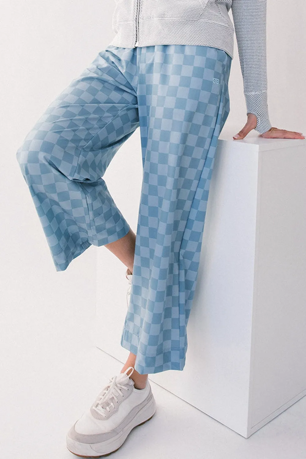 Checkered Elastic High Waist Loose Casual Pants, image 9
