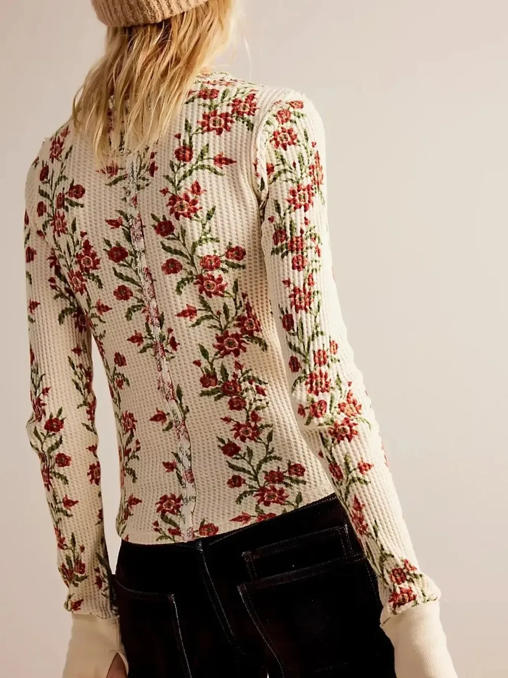 Floral Print Waffle Knit Top, image 17