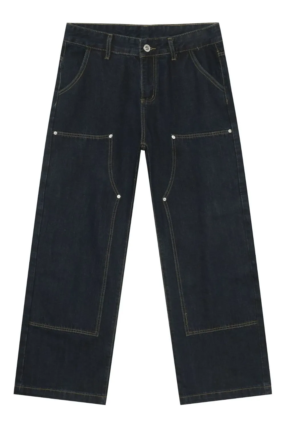 Men's Wide Straight Leg Jeans with Pockets, image 5