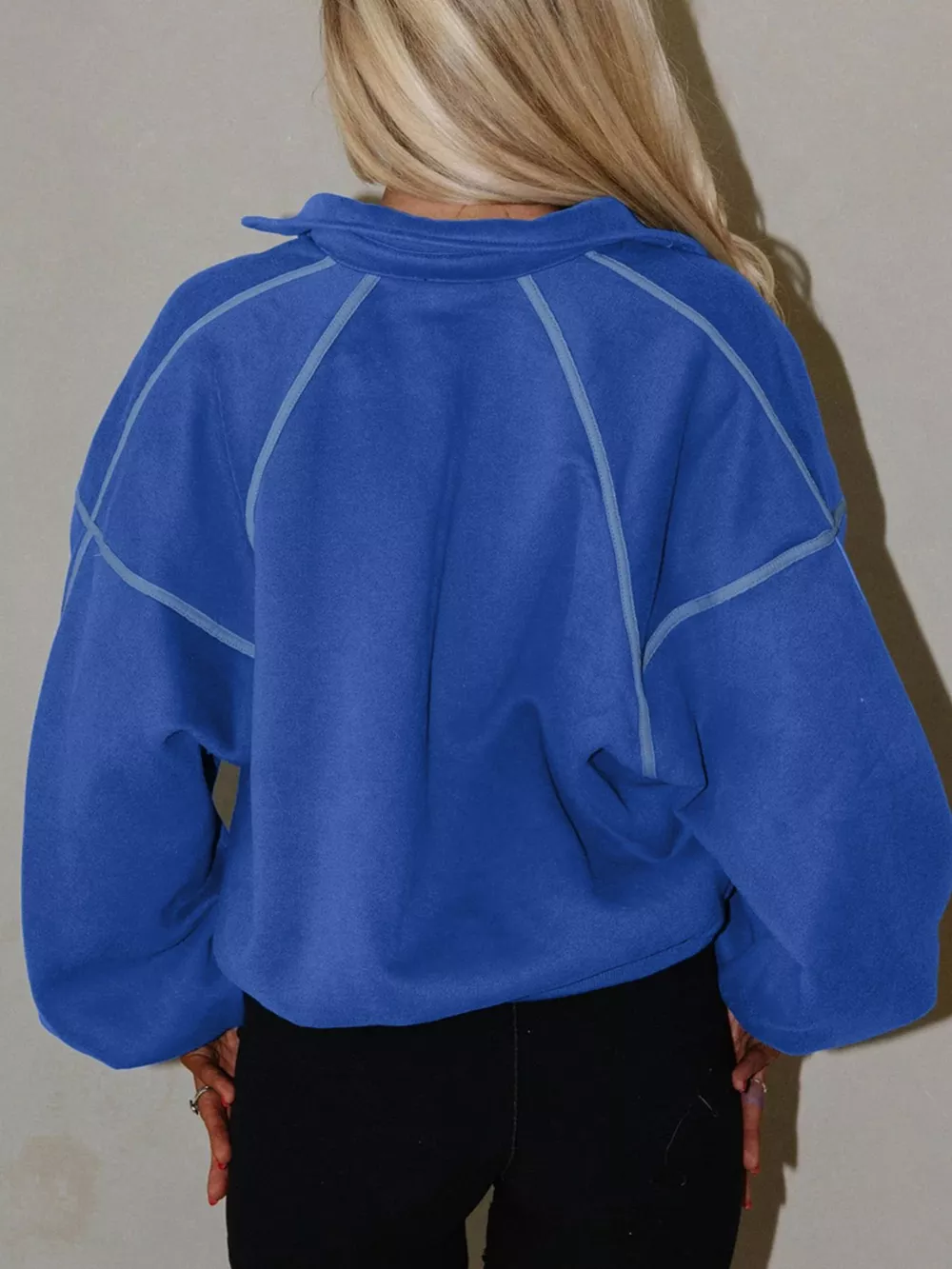 Half Snap Dropped Shoulder Sweatshirt, image 3