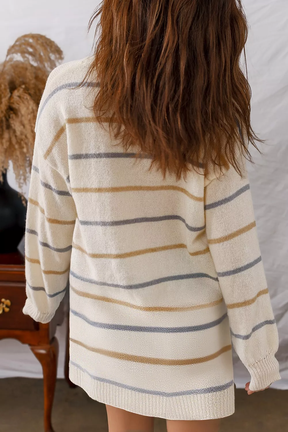 Striped Dropped Shoulder Oversized Sweater Dress, image 3
