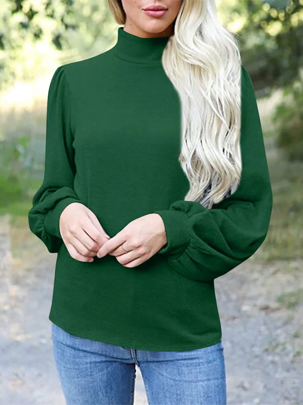 Full Size Mock Neck Long Sleeve T-Shirt, image 13