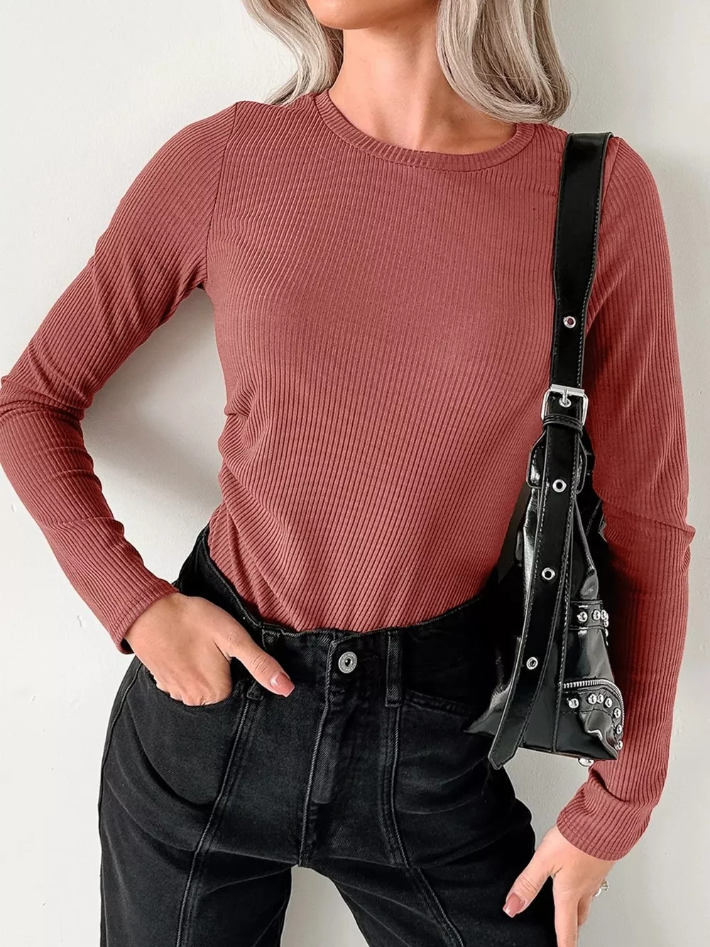 Ribbed Long Sleeve Fitted Bodysuit, image 10