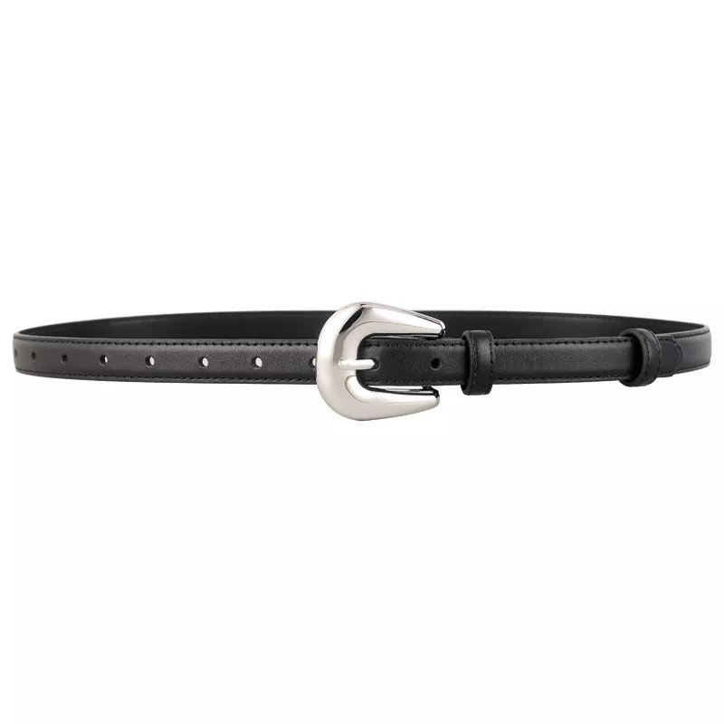 Leather Belt with Silver Buckle, image 4