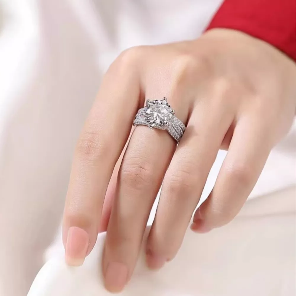 3 Carat Moissanite 925 Sterling Silver Ring, image 3