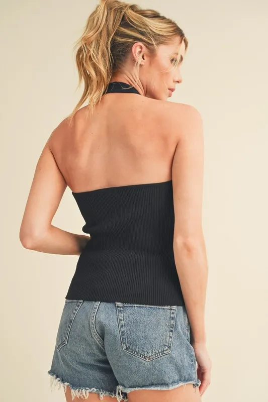 Ribbed Halter Neck Cami, image 5