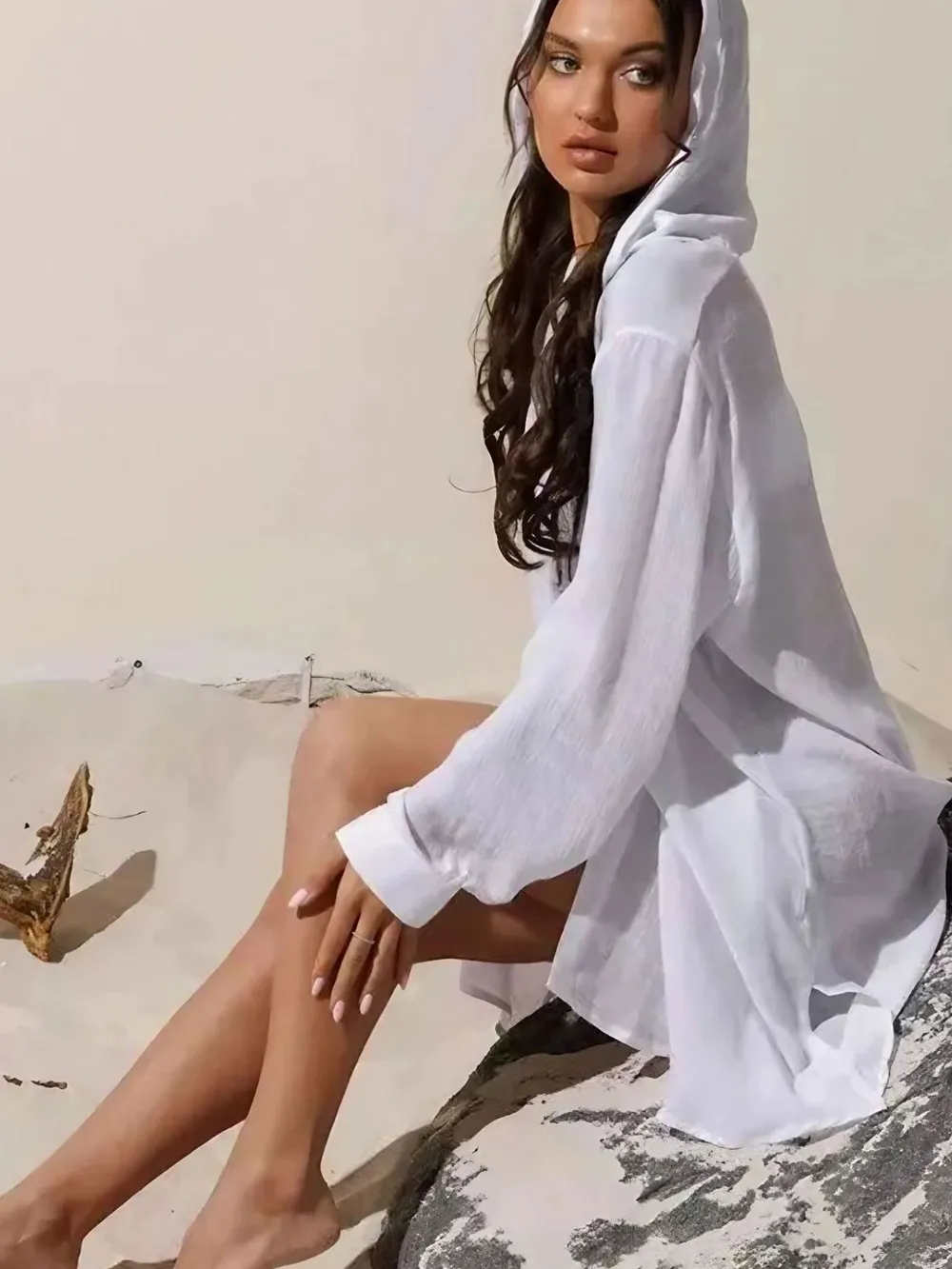 Button Down Hooded Cover-Up, image 2