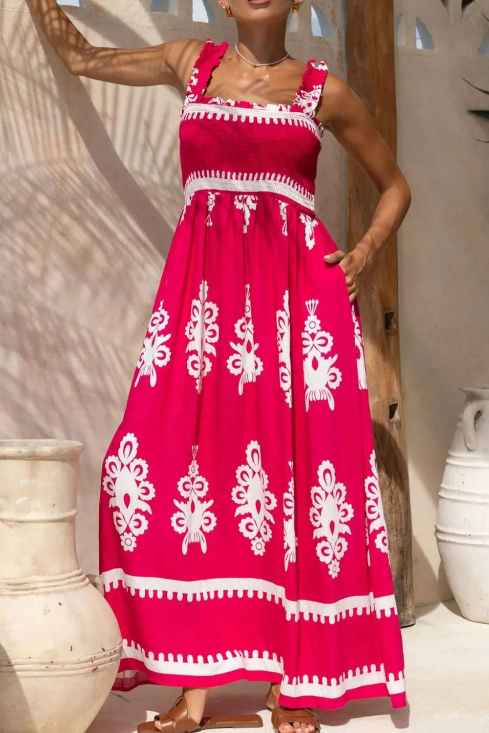 Printed Square Neck Cami Dress, image 14