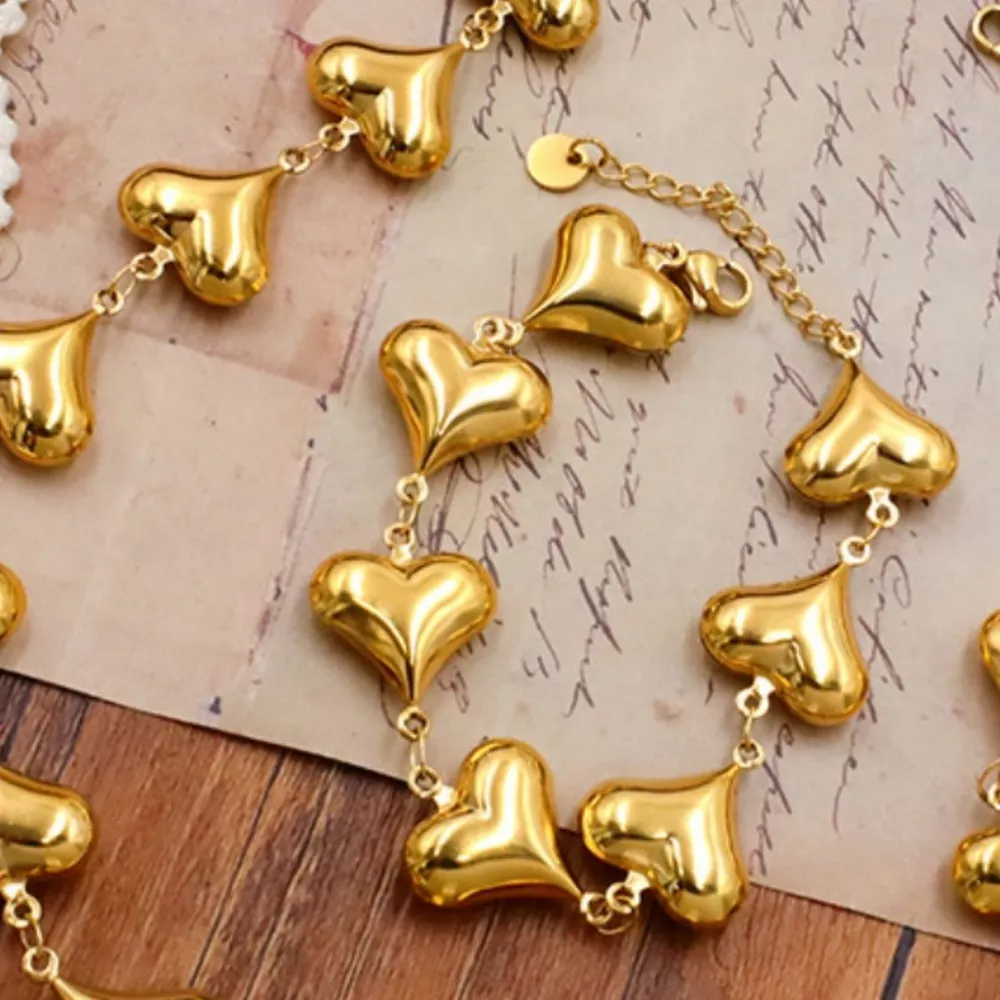 18K Gold-Plated Heart Charm Bracelet, image 3