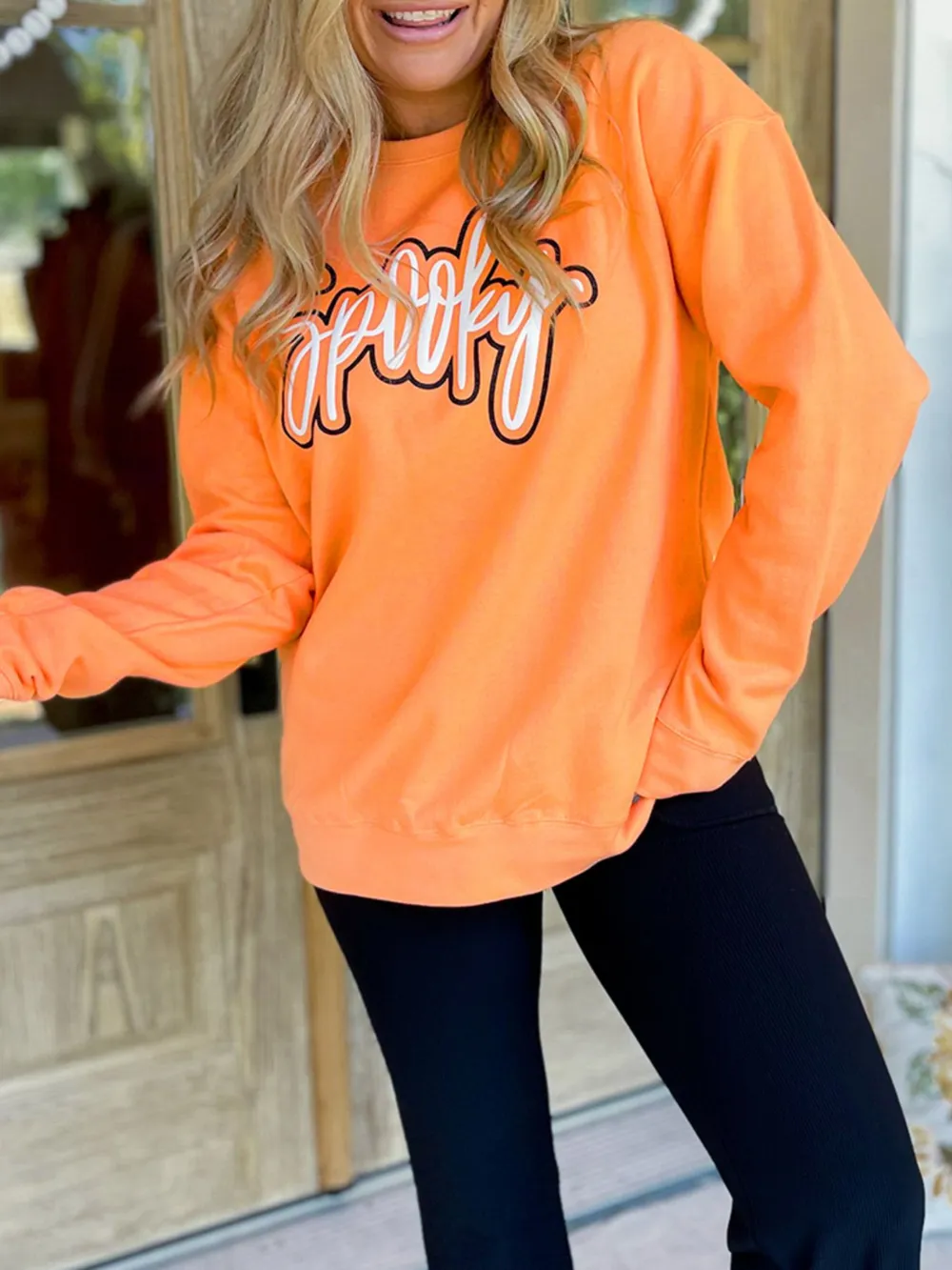 Spooky Round Neck Long Sleeve Sweatshirt, image 5