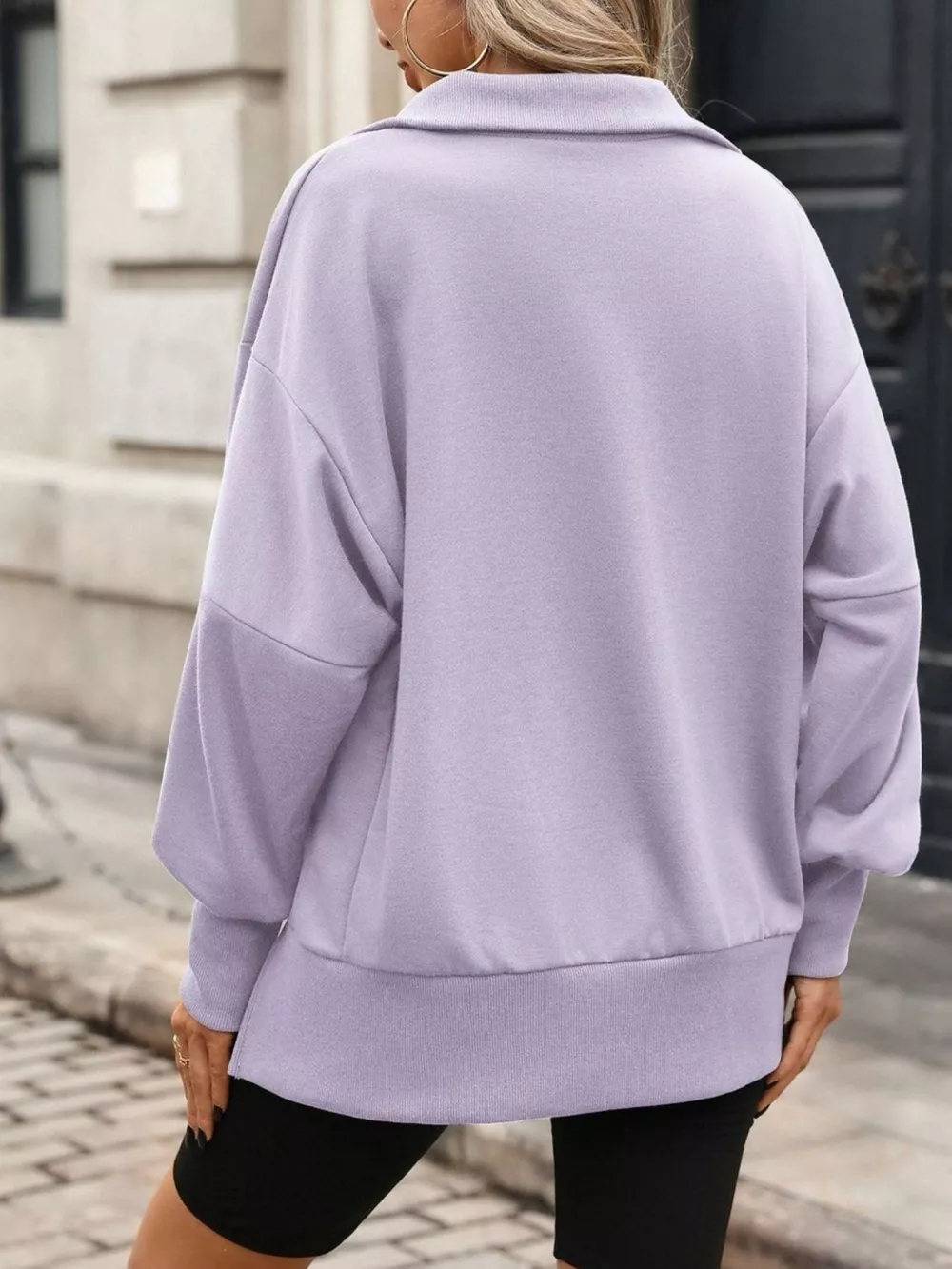 Side Slit Half Snap Sweatshirt, image 19