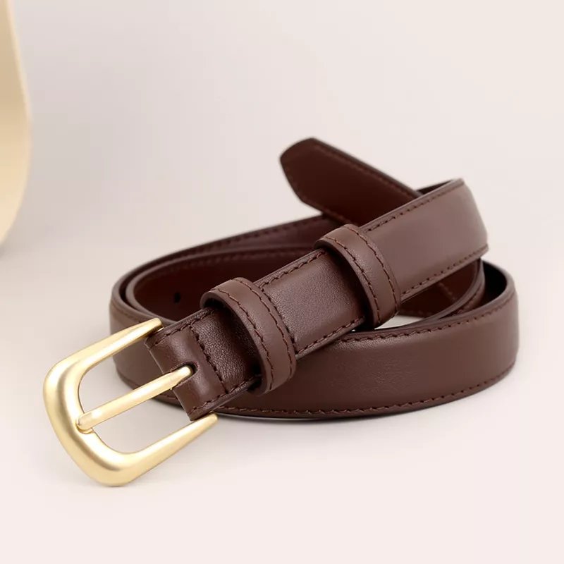 Classic Leather Belt with Golden Buckle, image 5