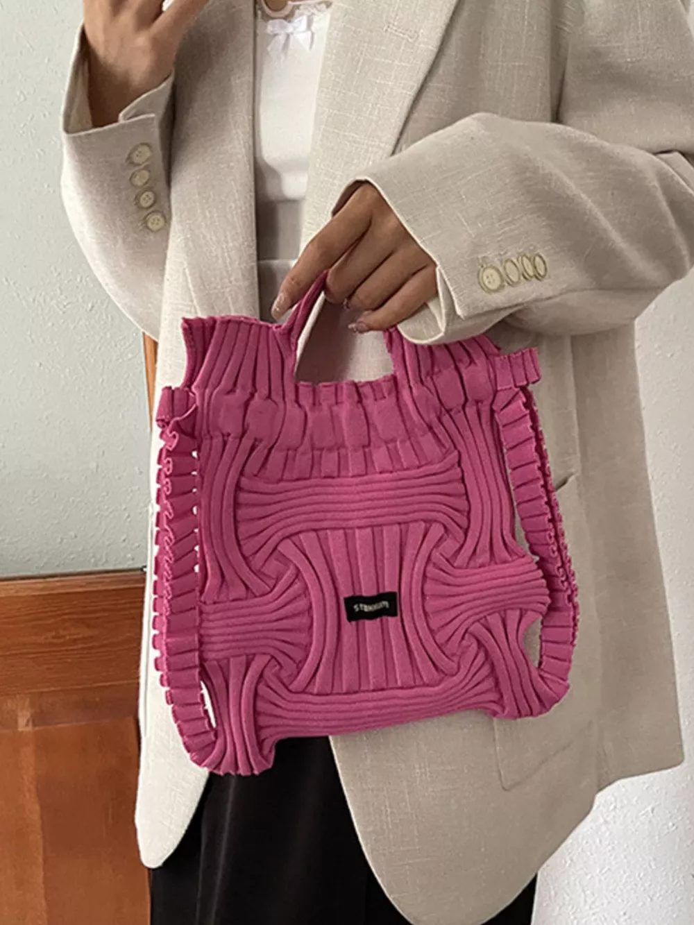 Lightweight Knitted Backpack Bag, image 4